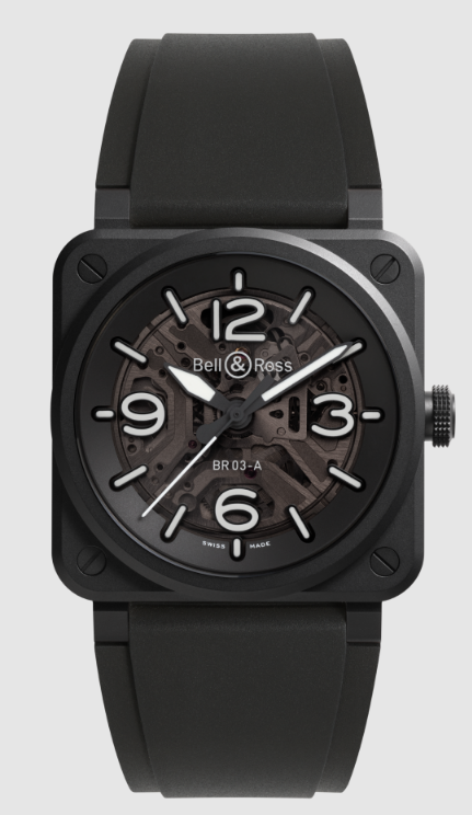 Bell & Ross BR-03 SKELETON BLACK CERAMIC Replica Watch BR03A-BL-SKCE/SRB